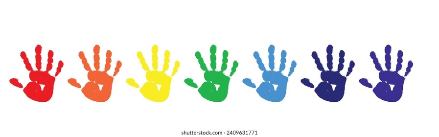 Rainbow colored handprints. vector illustration