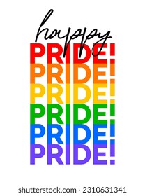 Diseño de tipografía de orgullo alegre de color arcoiris.