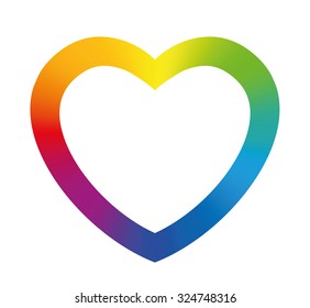 Rainbow colored heart frame. Illustration on white background.