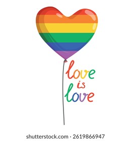 Rainbow colored heart shaped balloon. Vector illustration for Pride Month design.