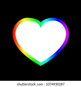 Rainbow colored heart shaped icon, with space for your text. Vector illustration