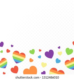 Rainbow colored hearts background vector
