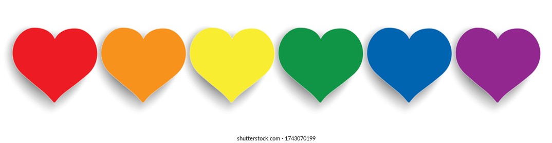 Rainbow colored hearts on the white background. Eps 10 vector file.