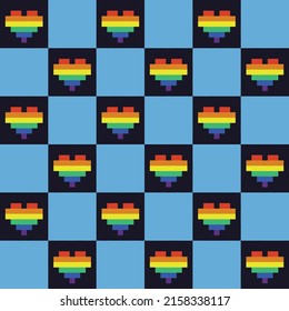 Rainbow colored hearts seamless vector pattern. LGBTQ pride flag colored illustration. Perfect for textiles, banners and wallpapers.