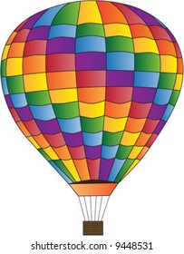 Rainbow colored hot air balloon