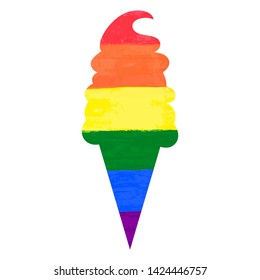 Rainbow colored ice cream with texture. Vector illustration