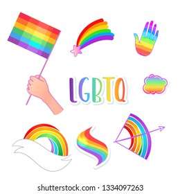 Rainbow colored icon. Gay Pride. LGBT concept. Realistic style vector colorful illustration isolated. Sticker, patch, t-shirt print, logo design.
