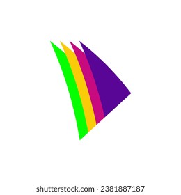 a rainbow colored logo with a triangle shape