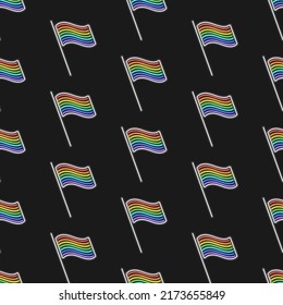 rosafarbene neonfarbene Flagge auf schwarzem Hintergrund. Nahtlose Muster in den Farben der LGBT-Gemeinschaft. Bestens für Drucke, Poster, Karten, Aufkleber und Webdesign.