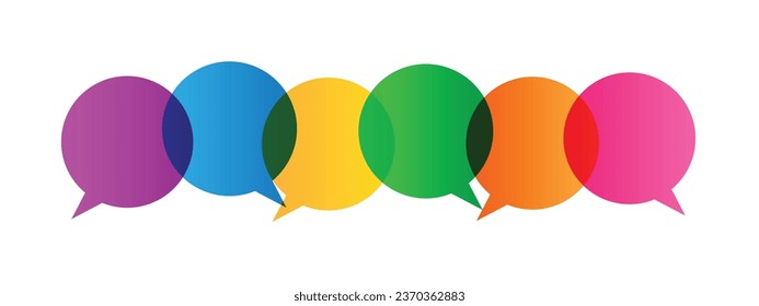 Rainbow colored overlapping vector speech bubbles