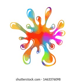 Rainbow colored paint stains on a white background. Funny cartoon rainbow blob. Vector illustration.