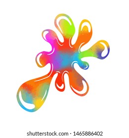 Rainbow colored paint stains on a white background. Funny cartoon rainbow blob. Vector illustration.