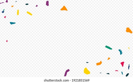 Rainbow Colored Paper Festival Transparent Background. Abstract Elements Card. Effect Particles Illustration. Orange Smear Decoration Background.