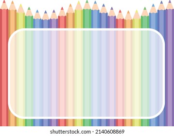 Rainbow colored pencil decorative frame