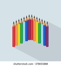 Rainbow of colored pencils