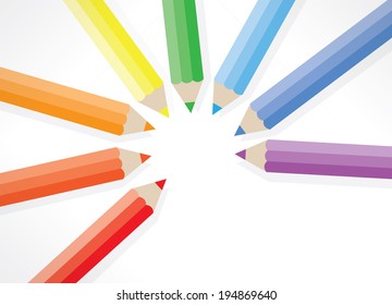 Rainbow colored pencils with copy space for your text