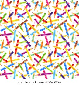 Rainbow colored pencils seamless (repeatable) pattern or background (4 tiles here) on transparent backdrop ( for high res JPEG or TIFF see image 82549699 )
