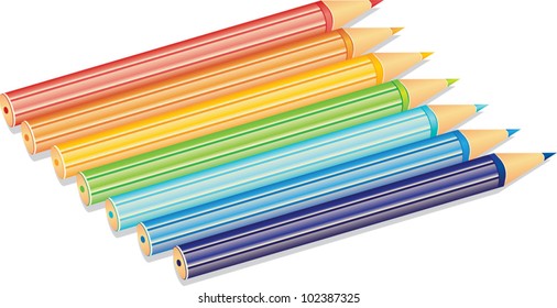Rainbow colored pencils. Vector icon