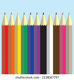 caricatura de ilustraciones vectoriales de lápices de colores arcoiris