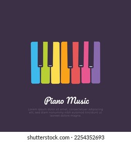 Ilustración vectorial de teclas de piano de color arcoiris