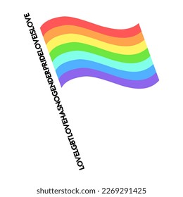 Rainbow colored pride flag with lettering vector illustration. Colors of the LGBT community.