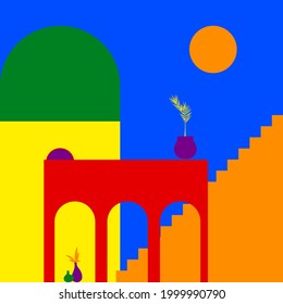 Rainbow Colored Pride Time City Minimalist Silhouette Poster