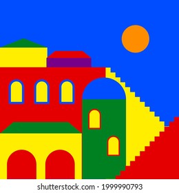 Rainbow Colored Pride Time City Minimalist Silhouette Poster