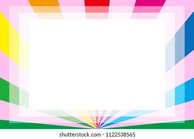 Rainbow colored radiation square frame, picture frame, background material wallpaper, copy space, title space, message space,