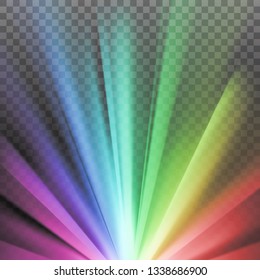 Rainbow colored rays with color spectrum flare