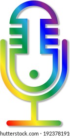 rainbow colored recording microphone icon or symbol, podcast logo vector illustration