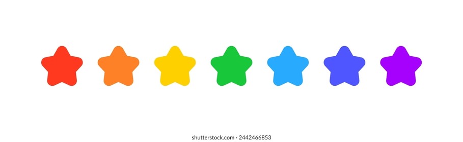 Arco iris de siete estrellas. Icono de vector de color plano aislado.