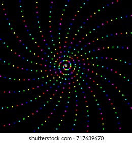 Rainbow Colored Spiral Dot Pattern