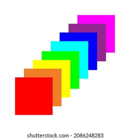 Rainbow Colored Square Icon. Design Palette. Computer Paint. Simple Pattern. Hand Art. Vector Illustration. Stock Image. 