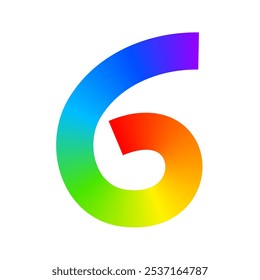 Rainbow colored squiggle. Cool multicolored spiral isolated on white background. Organic doodle curvy figure with spectrum gradient effect. Vector illustration.