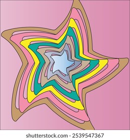 Uma estrela colorida com um arco- íris no topo