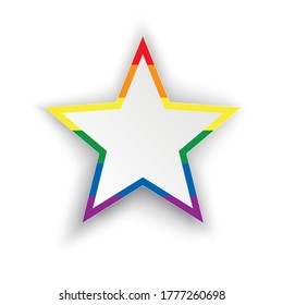 Regenbogenfarbener Stern mit Schatten auf Weiß.  Eps10 Vektordatei.
