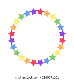 Rainbow colored stars frame. Simple minimal border template.