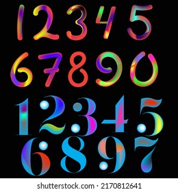 
rainbow colored vector numerals and numbers design