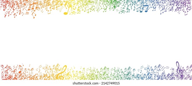 Rainbow Colored Vector Sheet Music - Musical Notes Frame On Transparent Background