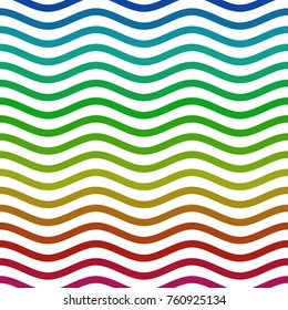 Rainbow colored watery waves forming zigzag pattern