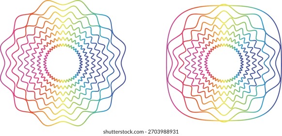 Material de marco de círculo de onda de color arcoíris