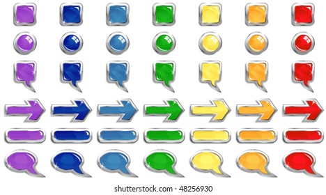Rainbow colored web buttons. EPS10