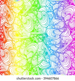 Rainbow colored zentangle style ornament. Vector pattern illustration.