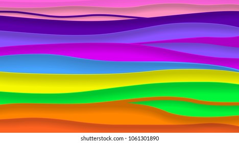 rainbow colorful 3d abstract background with paper cut shapes