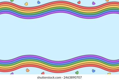 Rainbow colorful background with hearts for pride month concept 