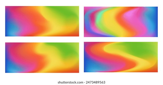 Rainbow colorful background vector illustration set. Abstract mixed color wallpaper image collection. Bright multicolored backdrops