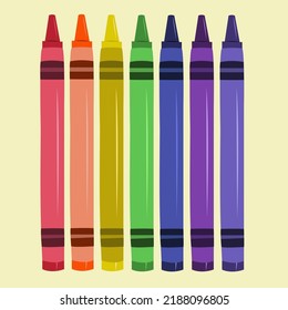 Rainbow colorful crayon flat vector  illustration. Cute rainbow colorful crayon cartoon vector illustration for graphic design and decorative element