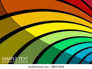 Rainbow colorful curved background illustration - Vector abstract colorful striped  background template