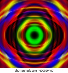 Rainbow colorful geometric oval design made using radial gradient and overlay opacity mode. Vector EPS-10 file, transparency used. 