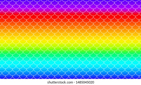 rainbow colorful gradient with mermaid pattern for background, bright rainbow mermaid pattern, bright colors or holographic for fish tail banner or invitation, underwater sea pattern for girlie party
